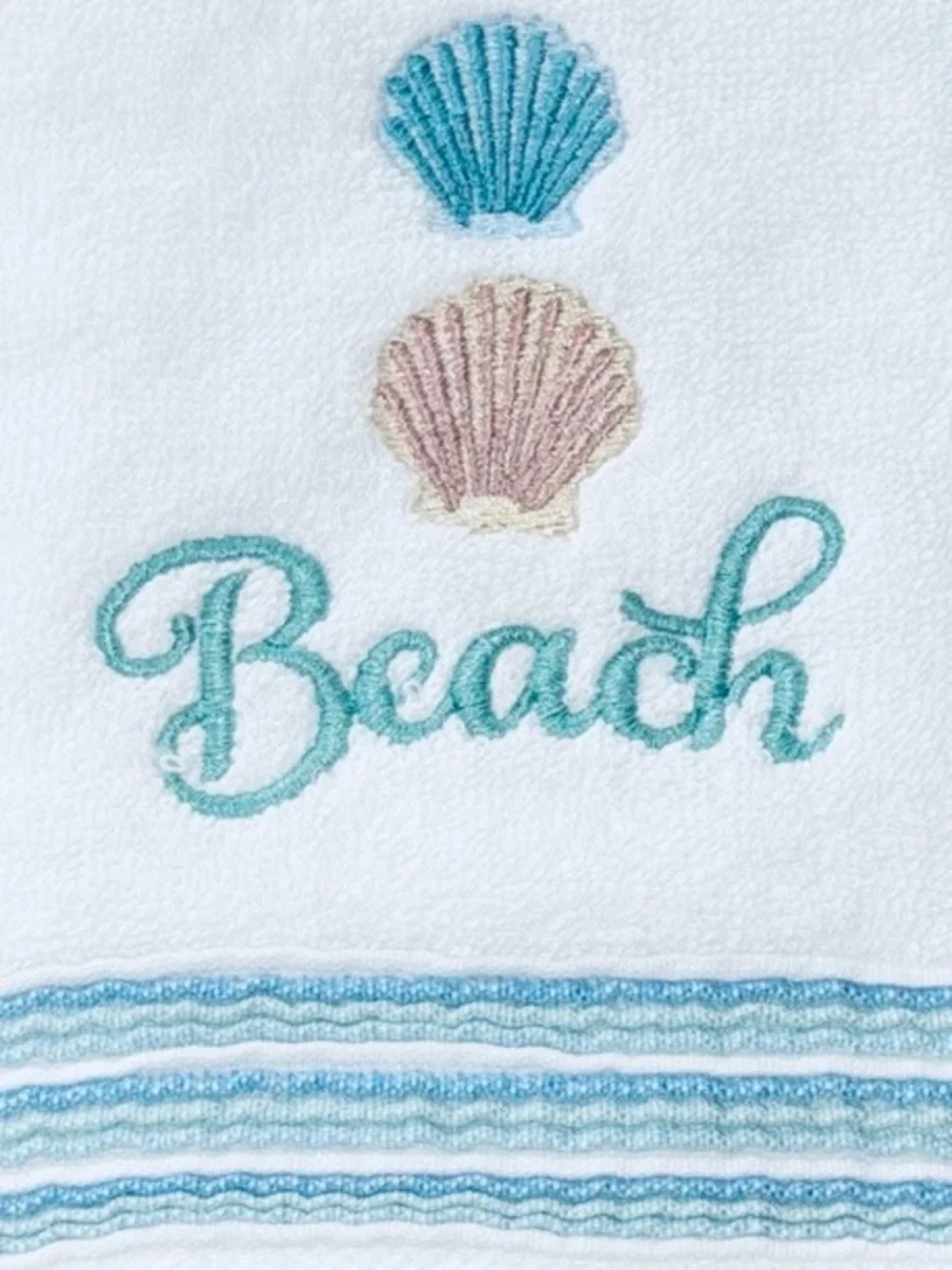 SKL Home Beach Hand Towel Off White Cotton Embroidered